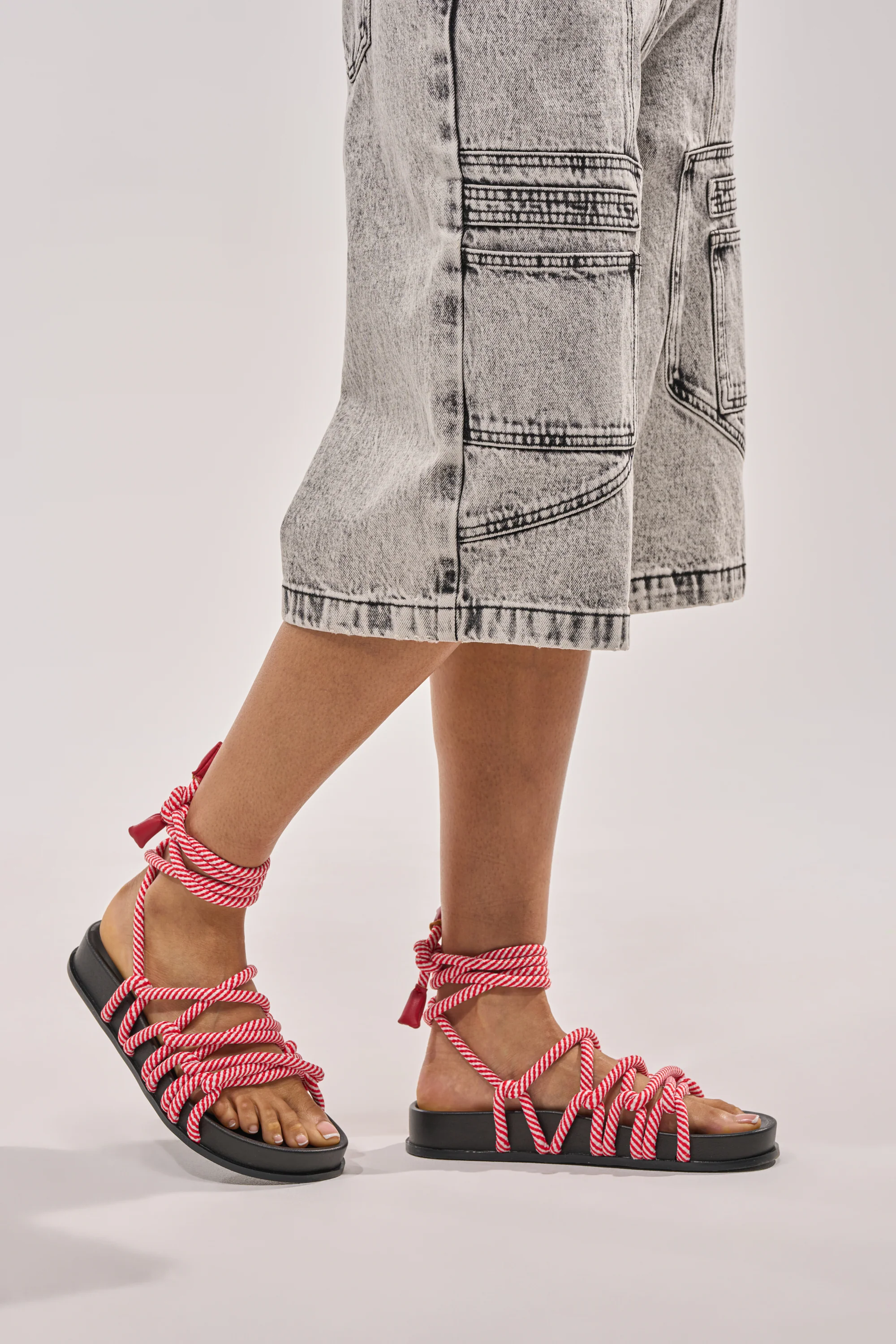 AZALEA WANG EINER RED ROPE FLATFORM SANDAL - Akira Wear