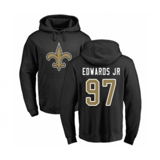 Football New Orleans Saints #97 Mario Edwards Jr Black Name & Number Logo Pullover Hoodie - Jersey
