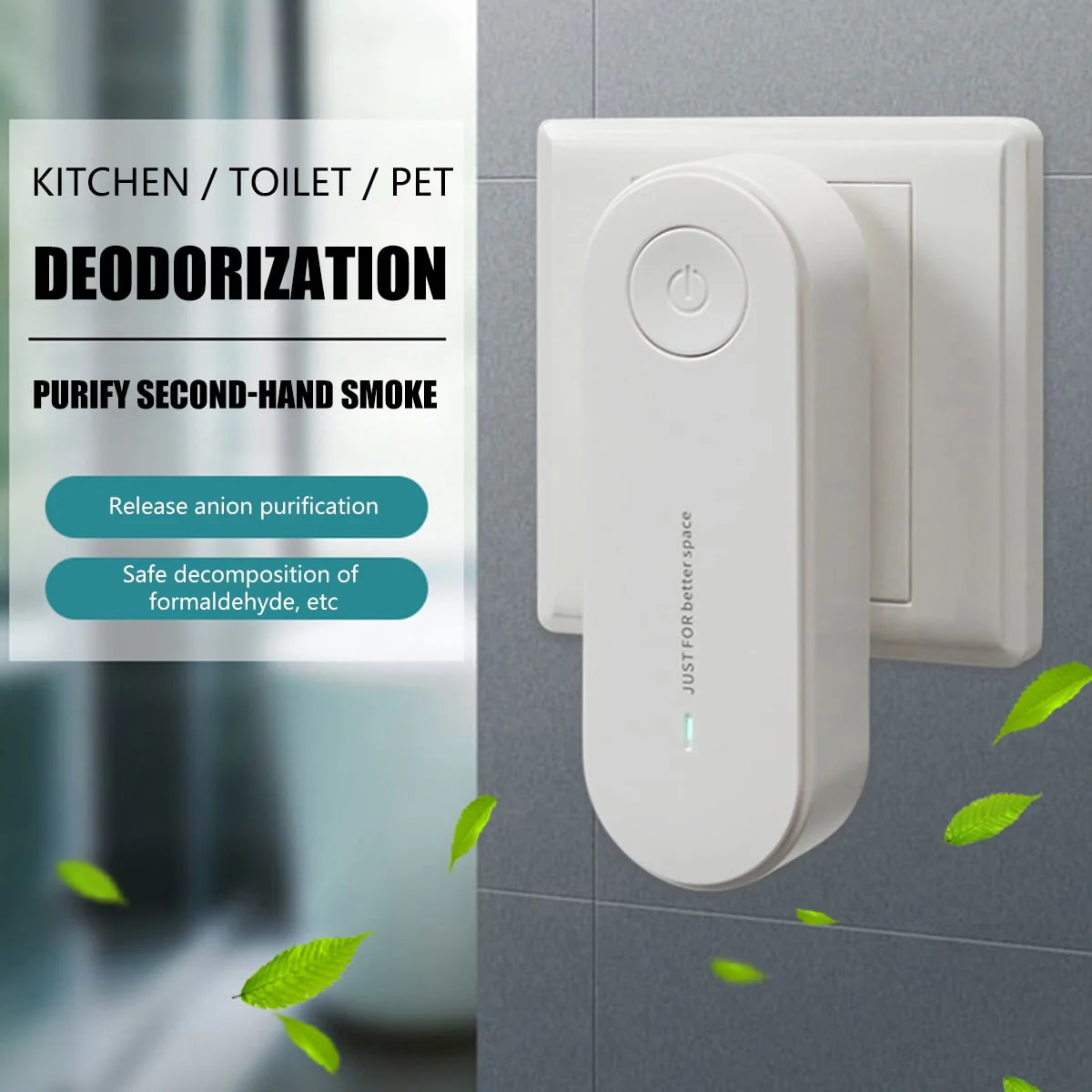 Harupink 2Pcs Portable Air Purifier, Plug-in Air Purifier Ionizer Dust Cleaner Cigarette Smoke Eliminator for Bedroom Kitchen Home Bathroom Toilet Deodorizer