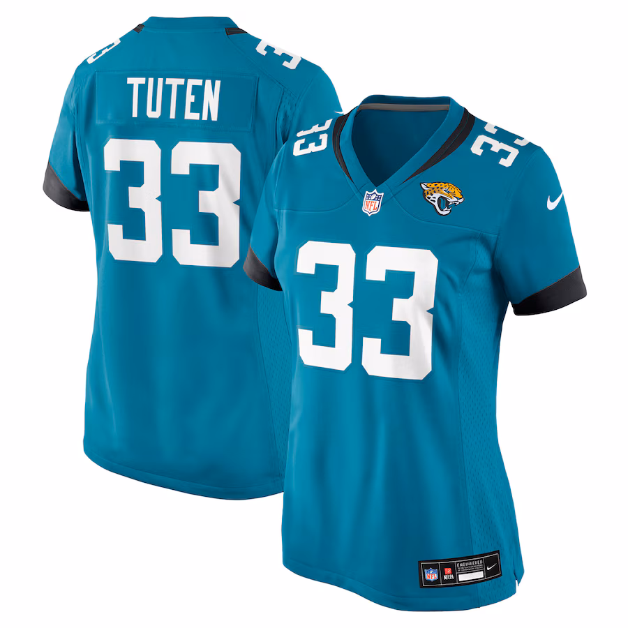 Women's Jacksonville Jaguars Bhayshul Tuten Nike Teal Team Game Jersey - Jersey
