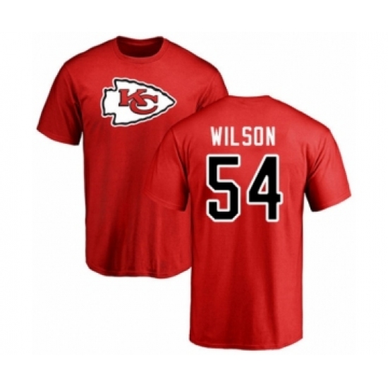 Football Kansas City Chiefs #54 Damien Wilson Red Name & Number Logo T-Shirt - Jersey