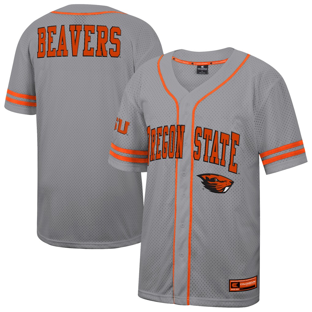 Men's Colosseum Gray Oregon State Beavers Free Spirited Baseball Jersey - Jersey