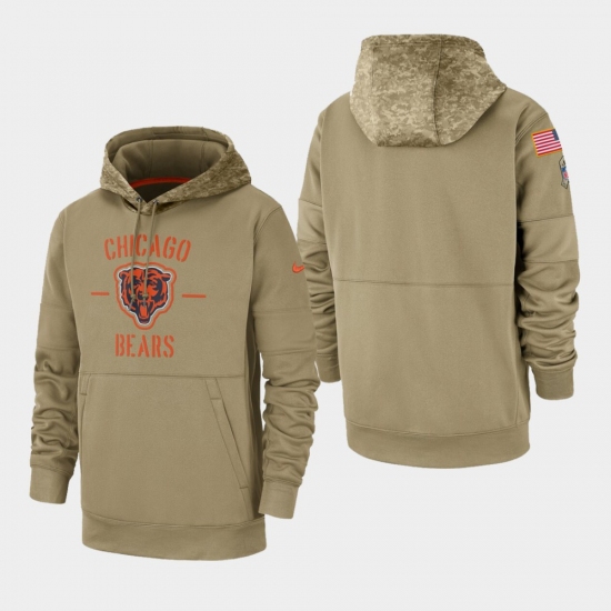 Men's Chicago Bears Tan 2019 Salute to Service Sideline Therma Pullover Hoodie - Jersey