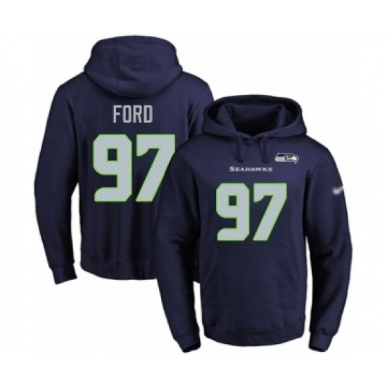 Football Men's Seattle Seahawks #97 Poona Ford Navy Blue Name & Number Pullover Hoodie - Jersey