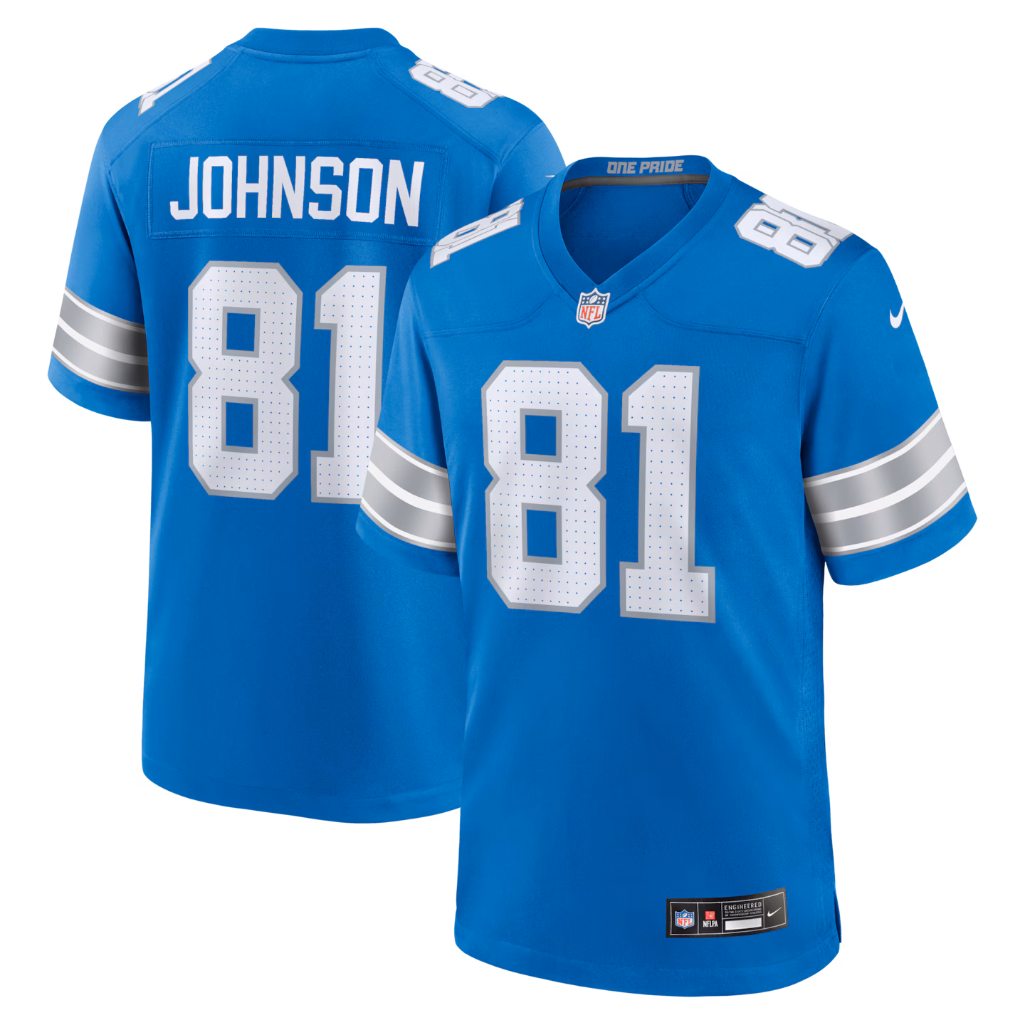 Men's Detroit Lions Calvin Johnson Nike Blue Team Retired Game Jersey - Jersey