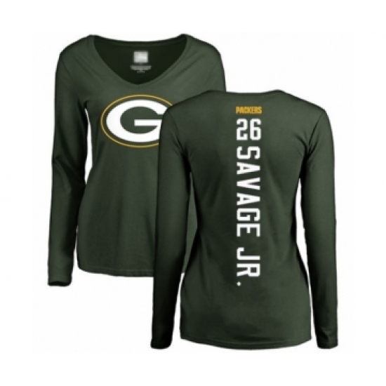 Football Women's Green Bay Packers #26 Darnell Savage Jr. Green Backer Long Sleeve T-Shirt - Jersey
