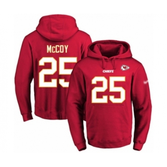 Football Men's Kansas City Chiefs #25 LeSean McCoy Red Name & Number Pullover Hoodie - Jersey