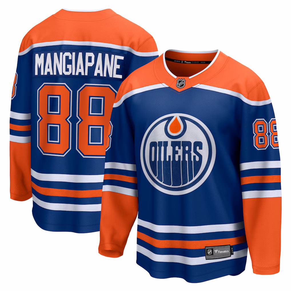 Men's Edmonton Oilers Andrew Mangiapane Fanatics Royal Home Breakaway Jersey - Jersey