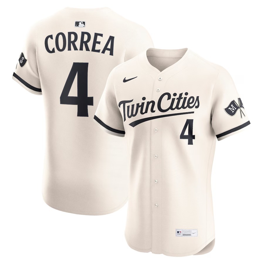 Men's Minnesota Twins Carlos Correa Nike Cream Alternate Elite Player Jersey - Jersey