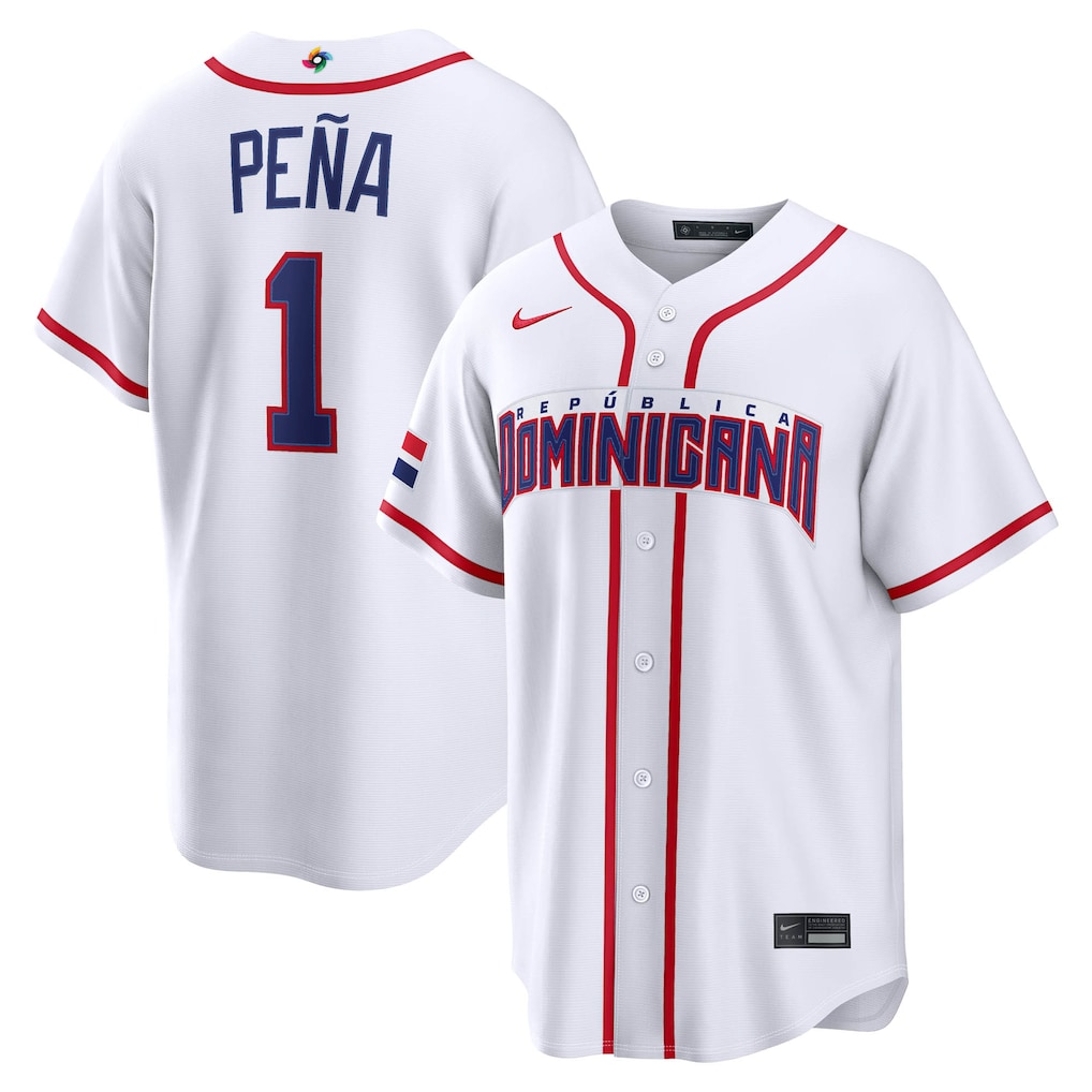 Men's Dominican Republic Baseball Jeremy Peña Nike White 2026 World Baseball Classic Home Stadium Jersey - Jersey
