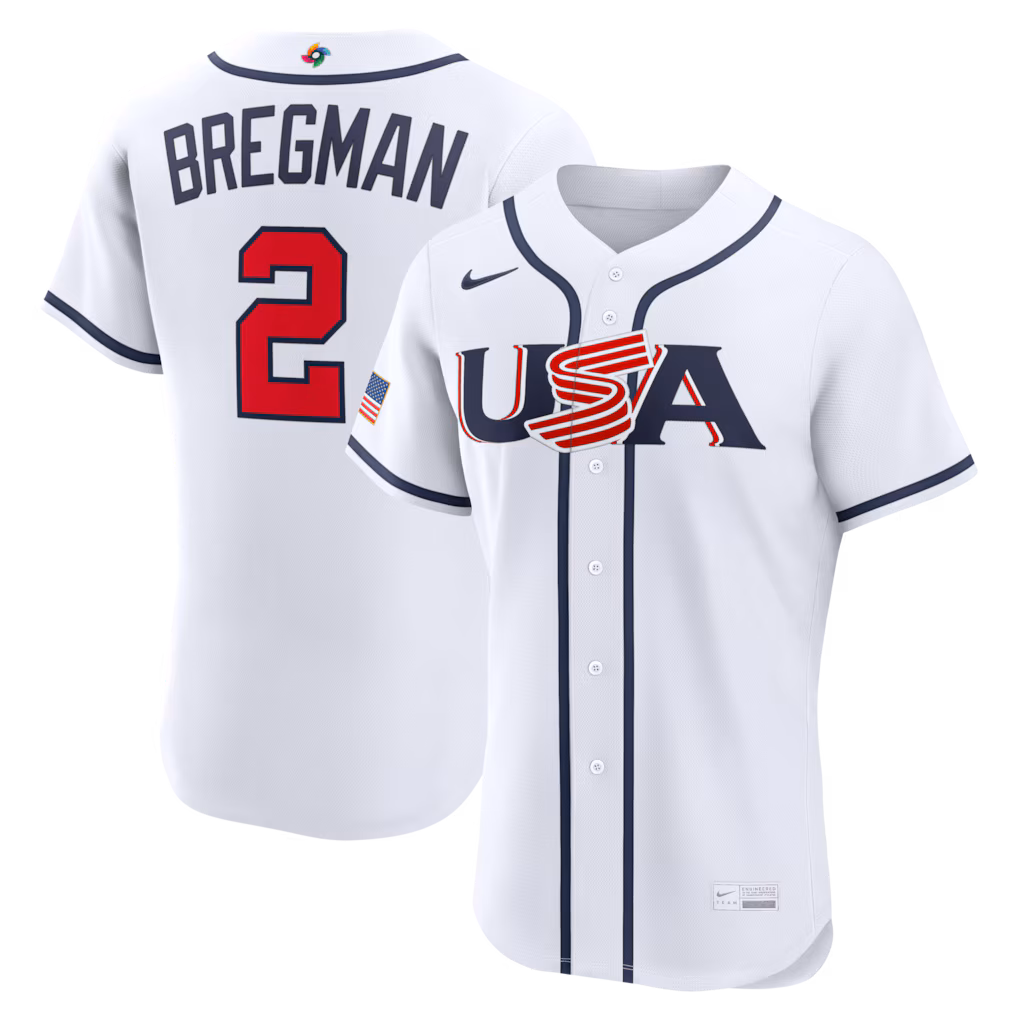 Men's USA Baseball Alex Bregman Nike White 2026 World Baseball Classic Home Authentic Jersey - Jersey