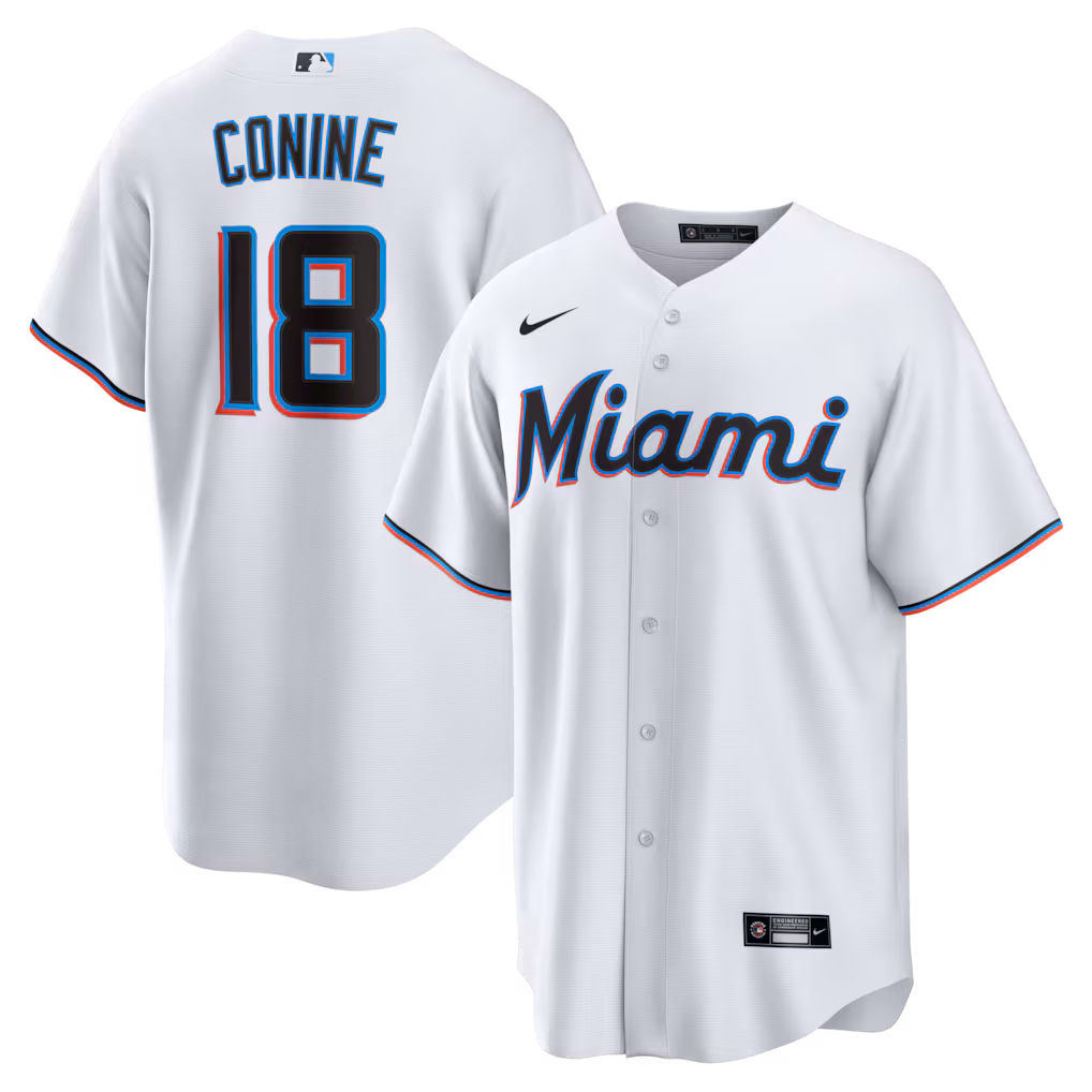 Men's Miami Marlins Griffin Conine Nike White Home Replica Jersey - Jersey