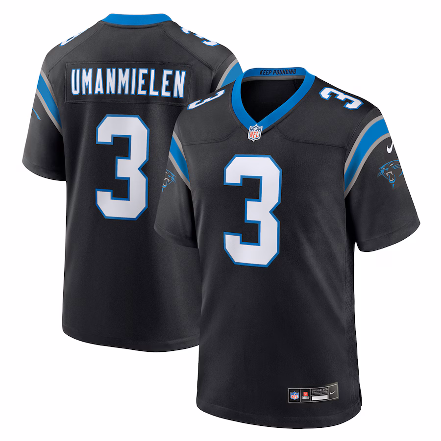 Men's Carolina Panthers Princely Umanmielen Nike Black Team Game Jersey - Jersey
