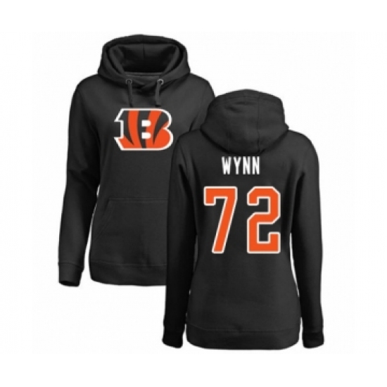 Football Women's Cincinnati Bengals #72 Kerry Wynn Black Name & Number Logo Pullover Hoodie - Jersey