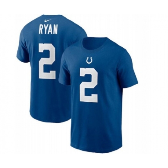 Men's Indianapolis Colts #2 Matt Ryan Blue 2022 Name & Number T-Shirt - Jersey