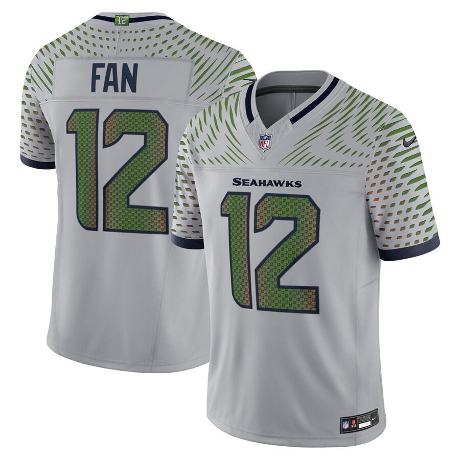 Men's Seattle Seahawks 12s Nike Wolf Gray 2025 Rivalries Collection Limited Jersey - Jersey