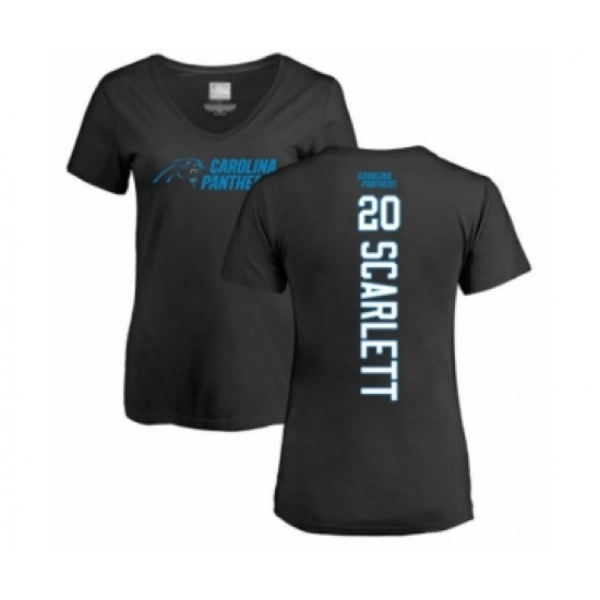 Football Women's Carolina Panthers #20 Jordan Scarlett Black Backer T-Shirt - Jersey