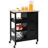 Dextrus 3 Tier Kitchen Island Cart with Storage, Rolling Kitchen Cart with Large Countertop, Opening Shelves and Drawers for Kitchen Dining Room, White