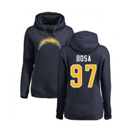 Football Women's Los Angeles Chargers #97 Joey Bosa Navy Blue Name & Number Logo Pullover Hoodie - Jersey