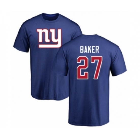 Football New York Giants #27 Deandre Baker Royal Blue Name & Number Logo T-Shirt - Jersey