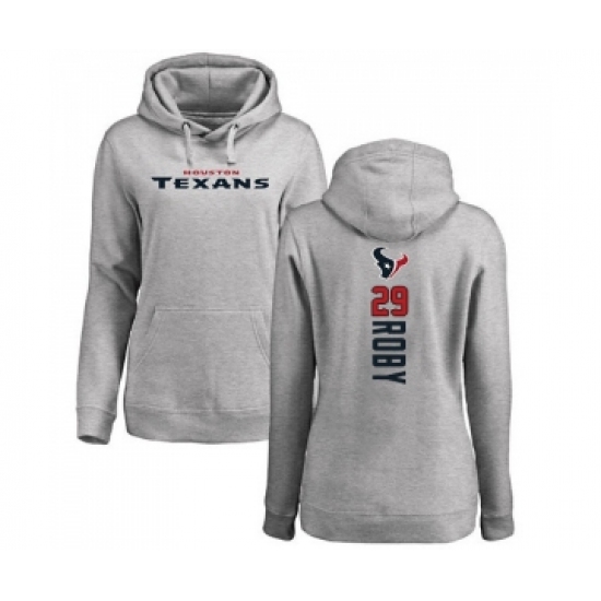 Football Women's Houston Texans #29 Bradley Roby Ash Backer Pullover Hoodie - Jersey