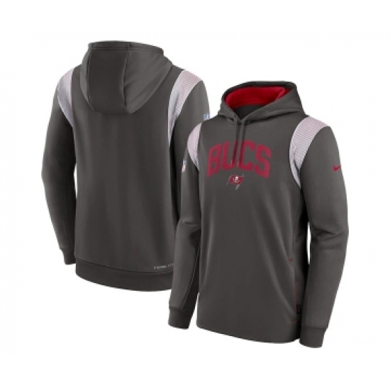 Men's Tampa Bay Buccaneers Pewter Sideline Stack Performance Pullover Hoodie - Jersey