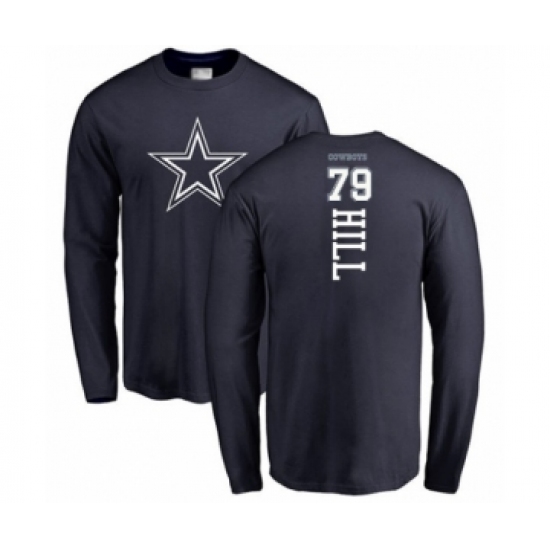 Football Dallas Cowboys #79 Trysten Hill Navy Blue Backer Long Sleeve T-Shirt - Jersey