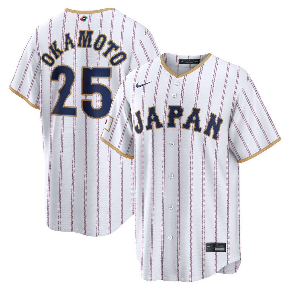 Men's Japan Baseball Kazuma Okamoto Nike White 2026 World Baseball Classic Home Stadium Jersey - Jersey