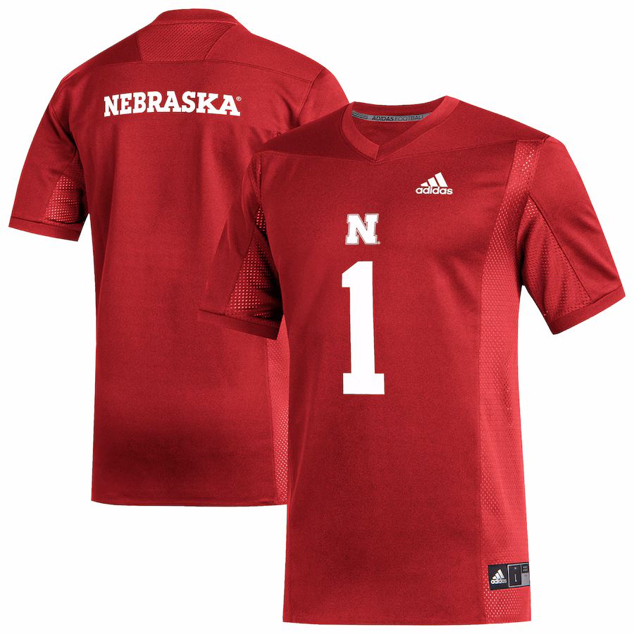 Men's adidas #1 Scarlet Nebraska Huskers Replica Football Jersey - Jersey
