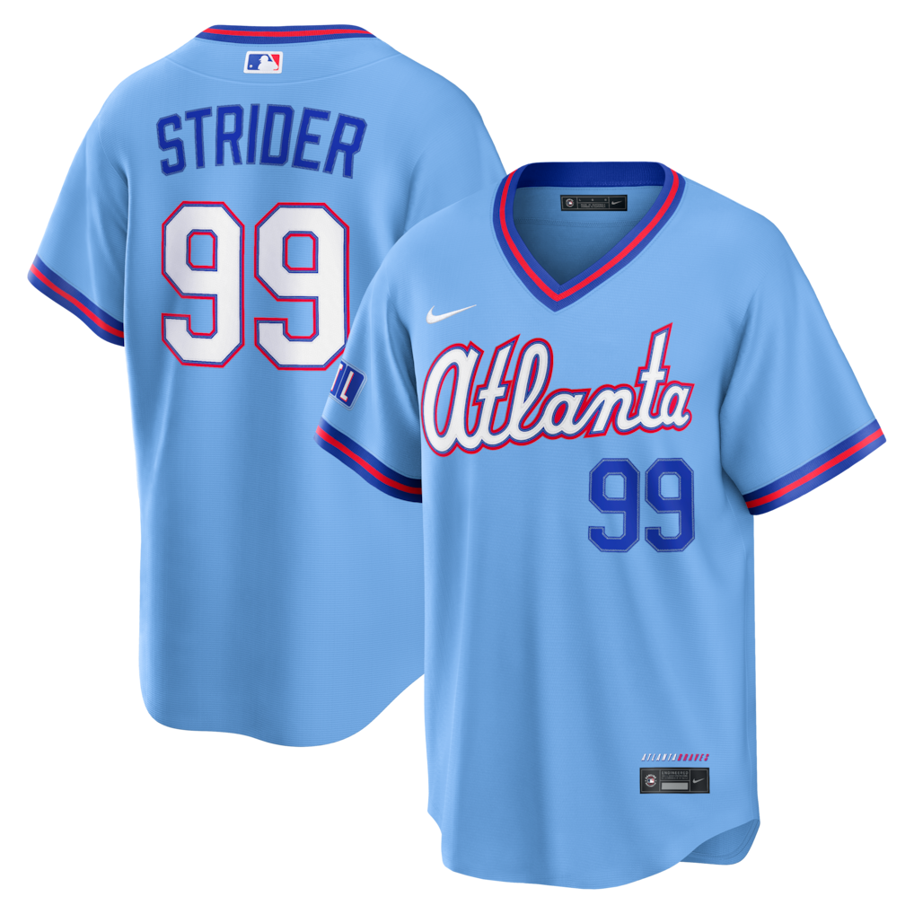 Men's Atlanta Braves Spencer Strider Nike Powder Blue 2026 City Connect Stadium Jersey - Jersey