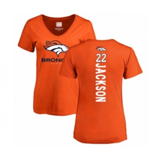 Football Women's Denver Broncos #22 Kareem Jackson Orange Backer T-Shirt - Jersey