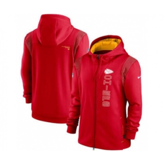 Men's Kansas City Chiefs 2021 Red Sideline Team Performance Full-Zip Hoodie - Jersey