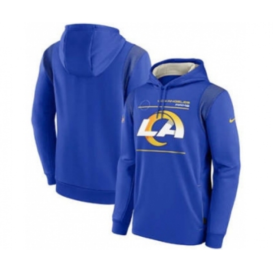 Men's Los Angeles Rams 2021 Royal Sideline Logo Performance Pullover Hoodie - Jersey