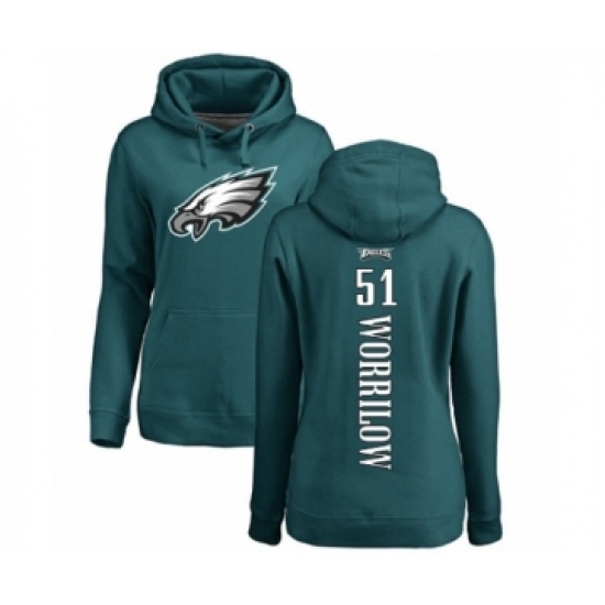 Women's Philadelphia Eagles #51 Paul Worrilow Green Backer Pullover Hoodie - Jersey