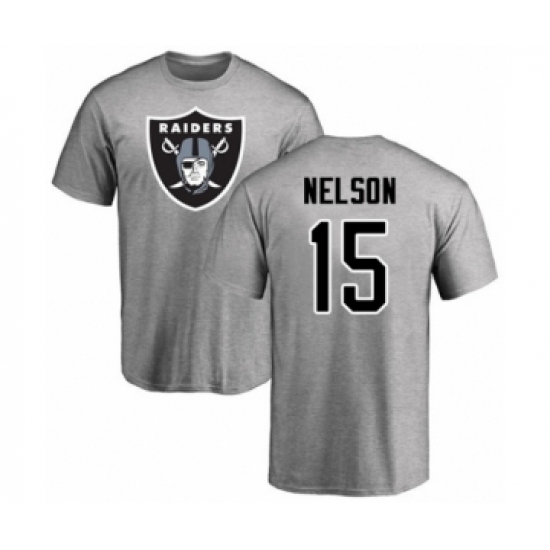 Football Oakland Raiders #15 J. Nelson Ash Name & Number Logo T-Shirt - Jersey