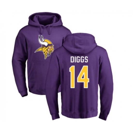 Football Minnesota Vikings #14 Stefon Diggs Purple Name & Number Logo Pullover Hoodie - Jersey