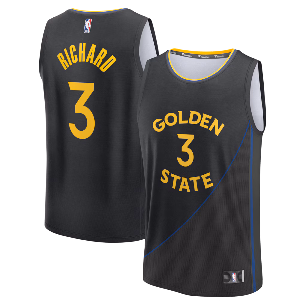 Men's Golden State Warriors Will Richard Fanatics Black Fast Break Replica Player Jersey - Statement Edition - Jersey