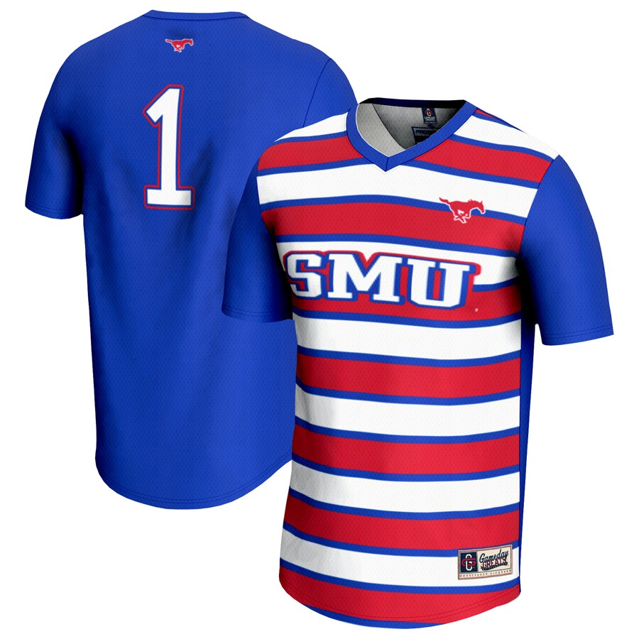 Youth GameDay Greats #1 Royal SMU Mustangs Lightweight Soccer Fashion Jersey - Jersey