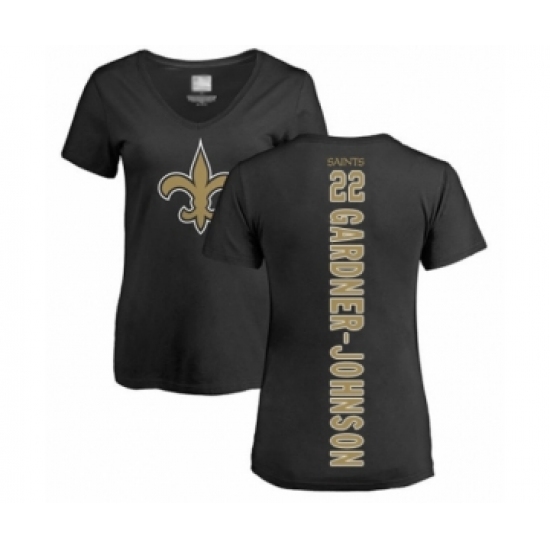 Football Women's New Orleans Saints #22 Chauncey Gardner-Johnson Black Backer Slim Fit T-Shirt - Jersey