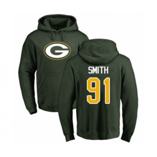 Football Green Bay Packers #91 Preston Smith Green Name & Number Logo Pullover Hoodie - Jersey
