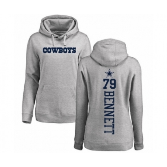 Football Women's Dallas Cowboys #79 Michael Bennett Ash Backer Pullover Hoodie - Jersey