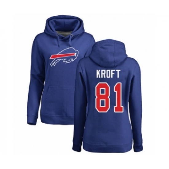 Football Women's Buffalo Bills #81 Tyler Kroft Royal Blue Name & Number Logo Pullover Hoodie - Jersey