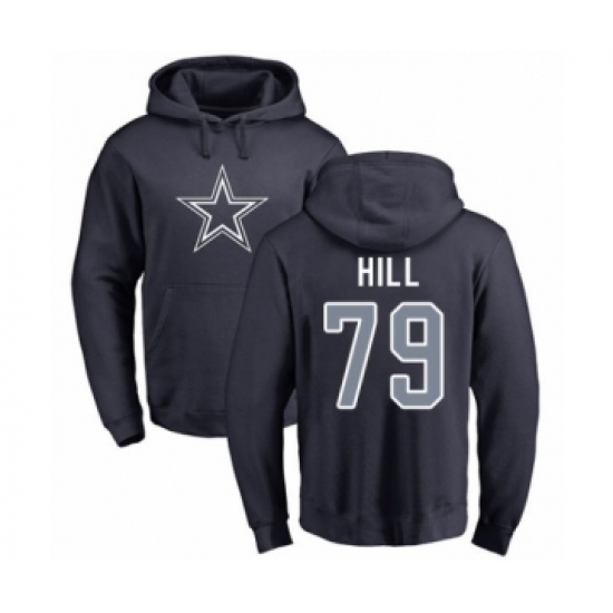 Football Dallas Cowboys #79 Trysten Hill Navy Blue Name & Number Logo Pullover Hoodie - Jersey