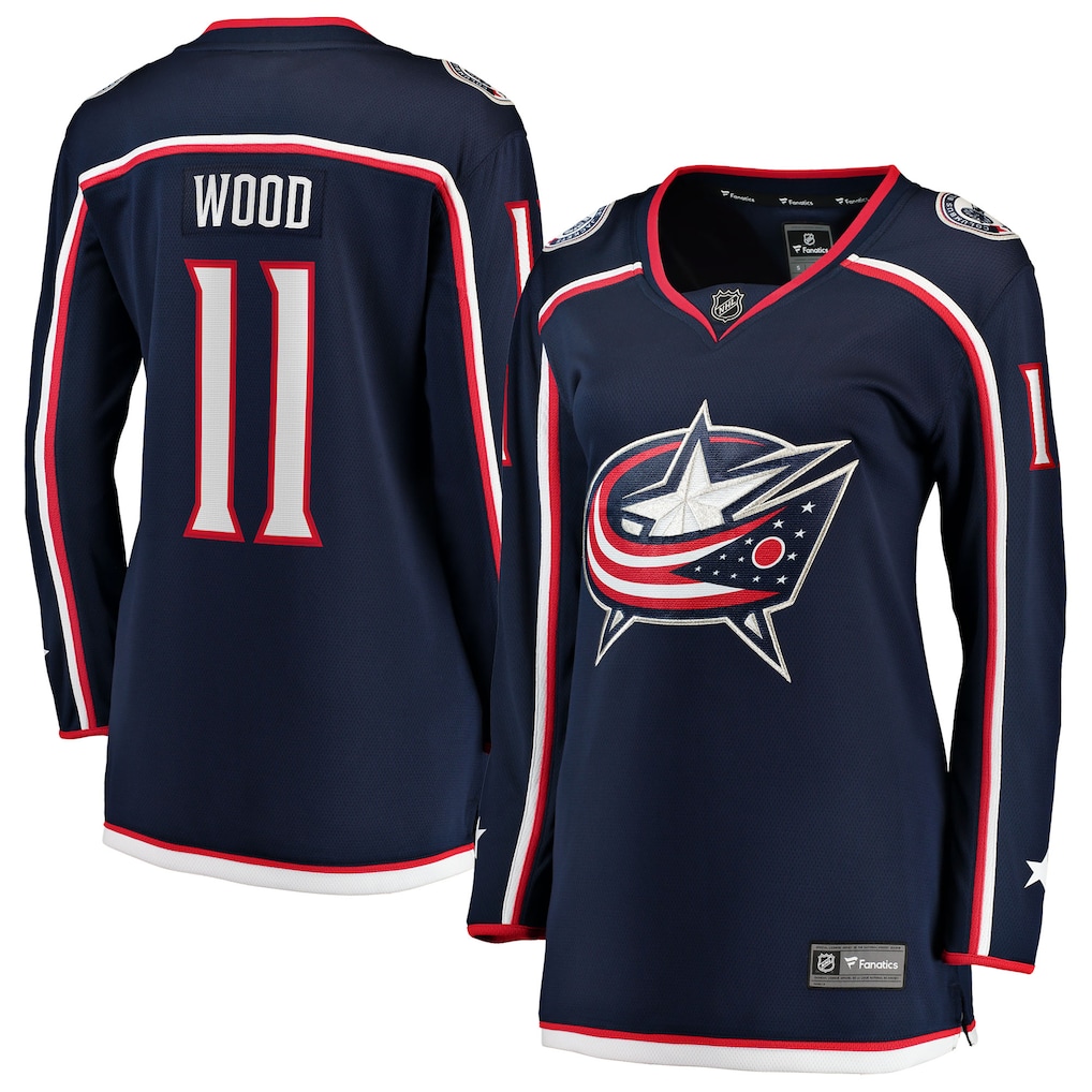 Women's Columbus Blue Jackets Miles Wood Fanatics Navy Home Breakaway Jersey - Jersey