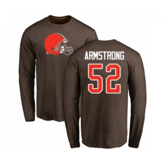Football Cleveland Browns #52 Ray-Ray Armstrong Brown Name & Number Logo Long Sleeve T-Shirt - Jersey