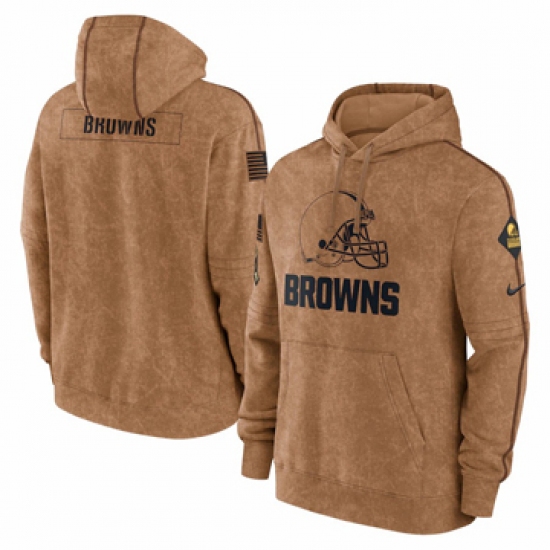 Men's Cleveland Browns Nike Brown 2023 Salute To Service Club Pullover Hoodie - Jersey