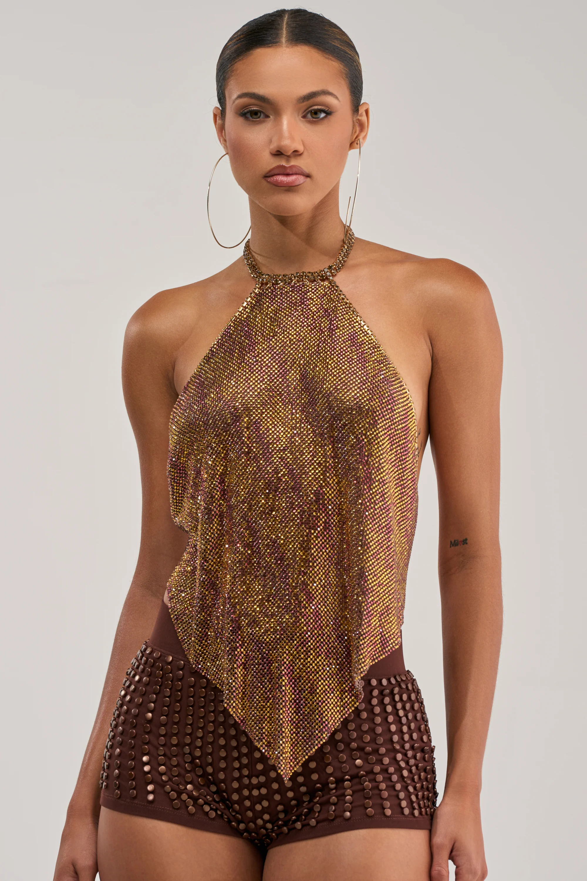 GOLDEN GLAM RHINESTONE TOP - Akira Wear