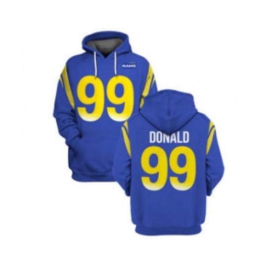 Men's Los Angeles Rams #99 Aaron Donald 2021 Royal Pullover Football Hoodie - Jersey