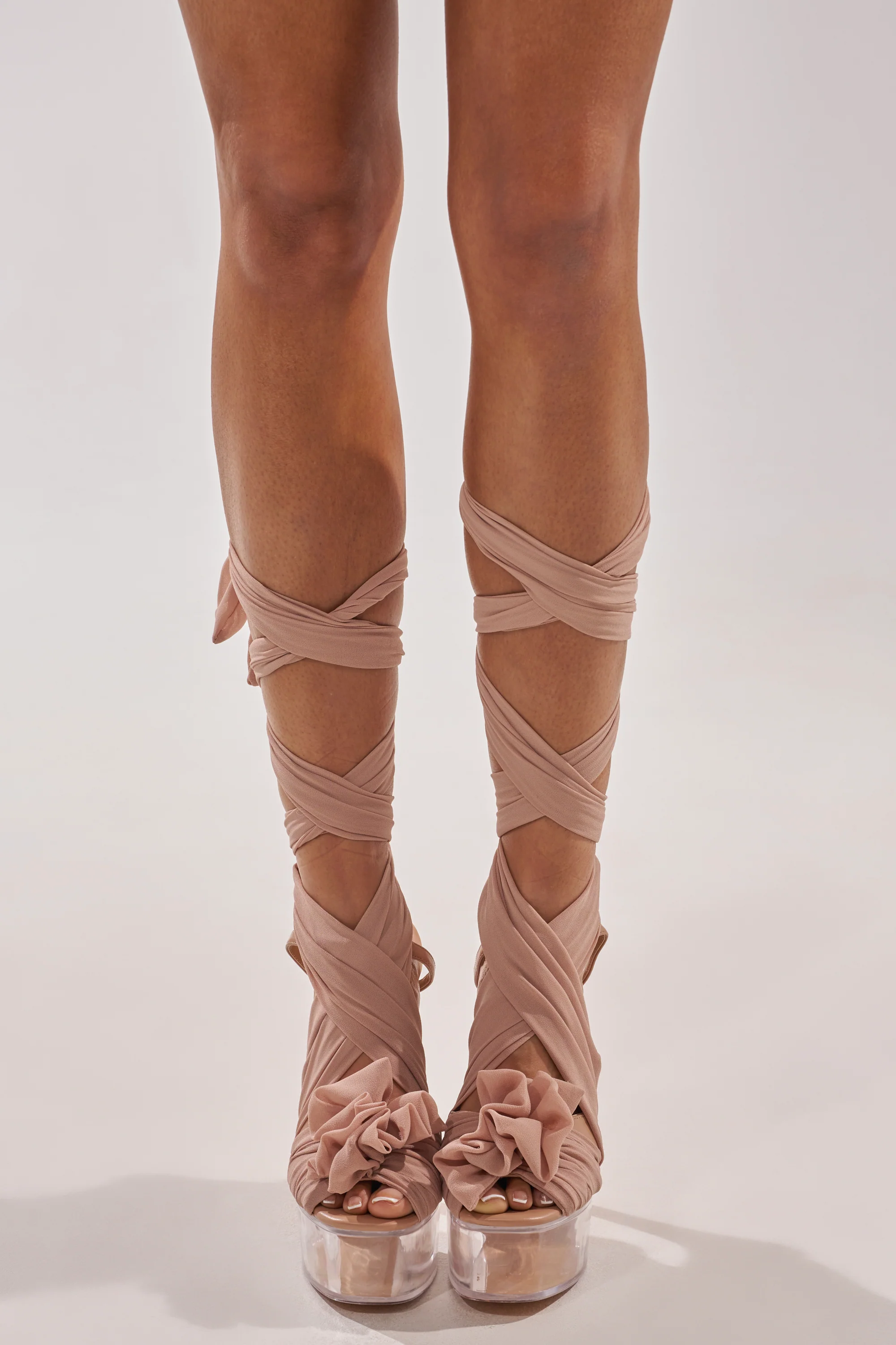 AKIRA GOLD BEAUDEN TAN PLATFORM TIE SANDAL - Akira Wear