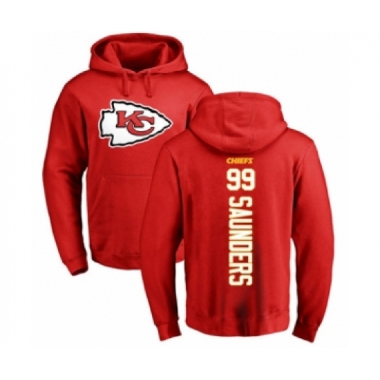 Football Kansas City Chiefs #99 Khalen Saunders Red Backer Pullover Hoodie - Jersey
